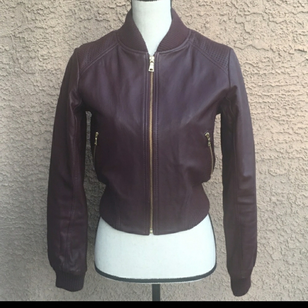 Knoles & Carter genuine leather bomber jacket XS/S